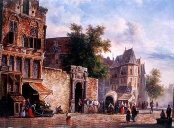 unknow artist European city landscape, street landsacpe, construction, frontstore, building and architecture. 180 oil painting image